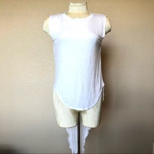 Benjamin Jay white gauzy long back sleeveless top